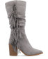 Фото #2 товара Women's Hartly Extra Wide Calf Western Fringe Boots