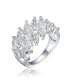 RA White Gold Plated Clear Cubic Zirconia Marquise Cluster Ring
