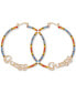 Gold-Tone Rainbow Stone Logo Large Hoop Earrings, 2.25"