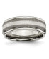 ფოტო #1 პროდუქტის Titanium Sterling Silver Inlay Stone Finish Grooved Band Ring