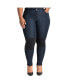 ფოტო #1 პროდუქტის Plus Size Curvy-Fit Contrast Knee Patch Moto Jeans