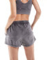 Фото #2 товара Miss Selfridge acid wash sweat short co-ord in grey