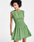 Фото #3 товара Women's Gathered Smocked Sleeveless Mini Dress, Created for Macy's