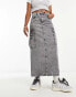 Фото #3 товара Stradivarius STR denim cargo maxi skirt in washed grey