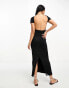 Фото #11 товара ASOS DESIGN soft touch capped sleeve scoop back maxi dress with in black