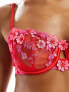 Фото #3 товара Boux Avenue Valentines Elodie embroidered floral non-padded balconette bra in pink and red