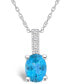 Фото #1 товара Macy's blue Topaz (1-5/8 Ct. T.W.) and Diamond Accent Pendant Necklace in 14K White Gold