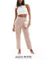 Фото #1 товара ASOS DESIGN Petite high waist seamed detail tailored trouser in mink