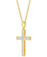 ფოტო #3 პროდუქტის Men's Lab Grown Diamond Cross 22" Pendant Necklace (1 ct. t.w.) in 10k Gold & White Gold