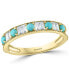 ფოტო #1 პროდუქტის EFFY® Diamond (1/4 ct. t.w.) & Turquoise (2-1/2mm) Band Ring In 14k Gold