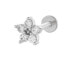 Charming steel labret with crystals Flower