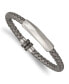 ფოტო #1 პროდუქტის Stainless Steel Antiqued and Brushed Grey Leather Bracelet