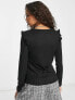 New Look knitted frill detail jumper in black