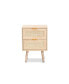 Baird Mid-Century Modern Wood and Rattan 2 Drawer Nightstand