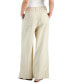 Фото #2 товара Juniors' High-Rise Linen Wide-Leg Pleat-Front Trouser Pants