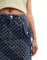 Фото #2 товара Aape by A Bathing Ape logo monogram denim maxi skirt in mid wash