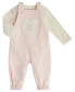 Baby Girls Bodysuit and Heavy Knit Jersey Overall, 2 Piece Set