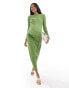 Фото #2 товара Mamalicious Maternity textured jersey wide sleeve top co-ord in green