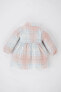 Kız Bebek Kareli Uzun Kollu Flanel Elbise