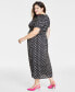 Фото #4 товара Trendy Plus Size Cherry Print Smocked Midi Dress, Created for Macy's