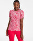 Фото #1 товара Women's Animal-Print Petal-Sleeve Top