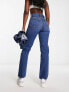Фото #4 товара Abercrombie & Fitch Curve Love 90s straight fit jean in dark blue with thigh slash