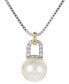 Cultured Freshwater Pearl (8mm) & Lab-Created White Sapphire (1/20 ct. t.w.) 18" Pendant Necklace in Sterling Silver & Gold-Plate