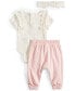 ფოტო #2 პროდუქტის Baby Girls Minnie Mouse Bodysuit, Headband & Pants, 3 Piece Set