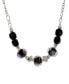 ფოტო #1 პროდუქტის Silver-Tone Black Floral Beaded Necklace