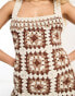 Miss Selfridge festival crochet neutral mini dress