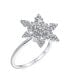 Winter Holiday Christmas Statement Clear Cubic Zirconia Flower CZ Snowflake Fidget Spinner Ring Cocktail For Women.925 Sterling Silver