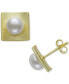 Cultured Freshwater Button Pearl (7-8mm) Square Stud Earrings in 14k Gold-Plated Sterling Silver