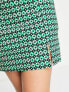 Фото #2 товара New Look a line mini skirt in green retro print