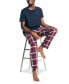 Nauitica Men's 2-Pc. Classic-Fit Solid T-Shirt & Plaid Flannel Pajama Pants Set