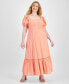 ფოტო #1 პროდუქტის Trendy Plus Size Puff-Sleeve Floral Maxi Dress, Created for Macy's