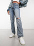 Фото #1 товара ASOS DESIGN 90’s straight jean with single knee rip in blue