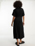 ASOS DESIGN flutter sleeve midi tea dress with buttons in black