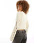 Фото #4 товара ASOS DESIGN crew neck jumper in open stitch in textured yarn in cream