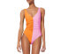 Фото #1 товара Solid & Striped Womens The Lucia Color Blocked Ruched One Piece Swimsuit Size S