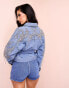 Фото #3 товара ASOS LUXE embellished tie denim jacket in mid wash blue