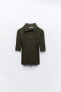 Ribbed polo collar t-shirt