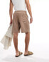 Pull&Bear baggy linen shorts in brown