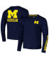 Фото #1 товара Men's Navy Michigan Wolverines Logo Lockup 3-Hit Active Blend Long Sleeve T-Shirt