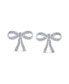 ფოტო #3 პროდუქტის Delicate Dainty Ribbon Birthday Present Pave CZ Bow Stud Earrings For Women For Teens .925 Sterling Silver