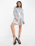 Фото #1 товара Object sequin blazer dress in silver