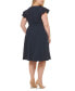 Фото #2 товара Plus Size Tie-Waist Flutter-Sleeve Scuba-Crepe Dress