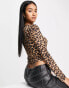 Фото #2 товара Lola May mesh top in leopard print