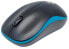 Manhattan Success Wireless Mouse - Black/Blue - 1000dpi - 2.4Ghz (up to 10m) - USB - Optical - Three Button with Scroll Wheel - USB micro receiver - AA battery (included) - Low friction base - Three Year Warranty - Blister - Ambidextrous - Optical - RF Wireless - 1