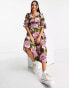 Фото #8 товара River Island Maternity floral print smock midi dress in pink