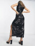 Фото #2 товара Vila sequin plunge maxi dress in black
